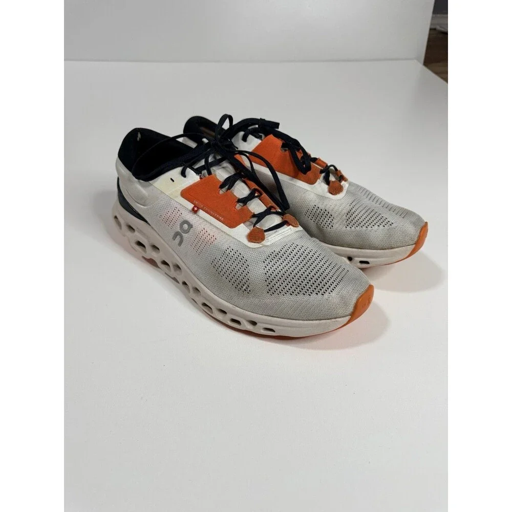 On Men's CloudTec White Orange Mesh Lace-Up Athletic Shoes Size 12